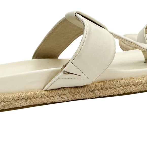 Joie Cream Faux Leather T Strap Slip On Espadrilles Sandals Sz 8.5M Lightweight - Picture 7 of 16
